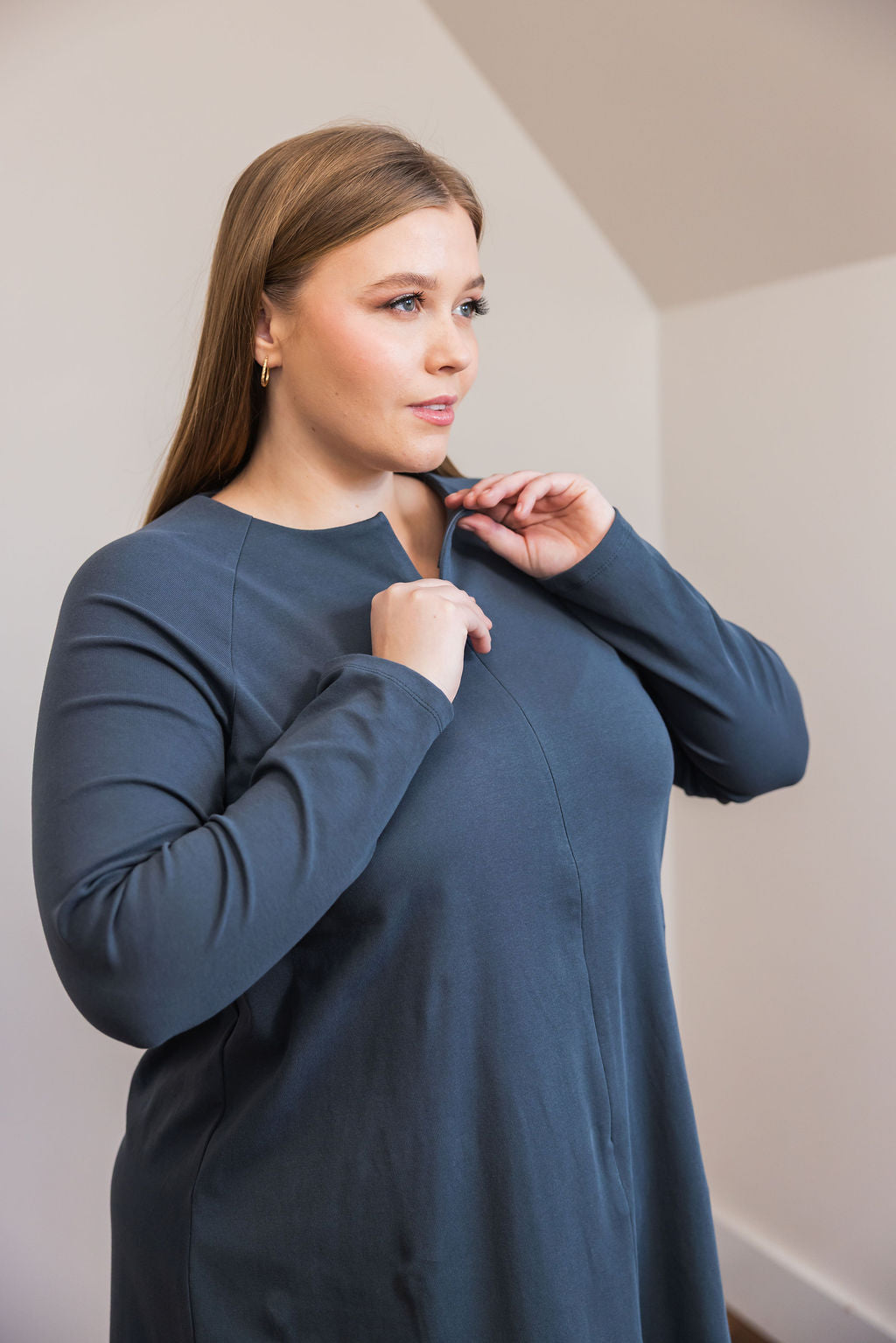 Raglan A-line dress basic - Slate