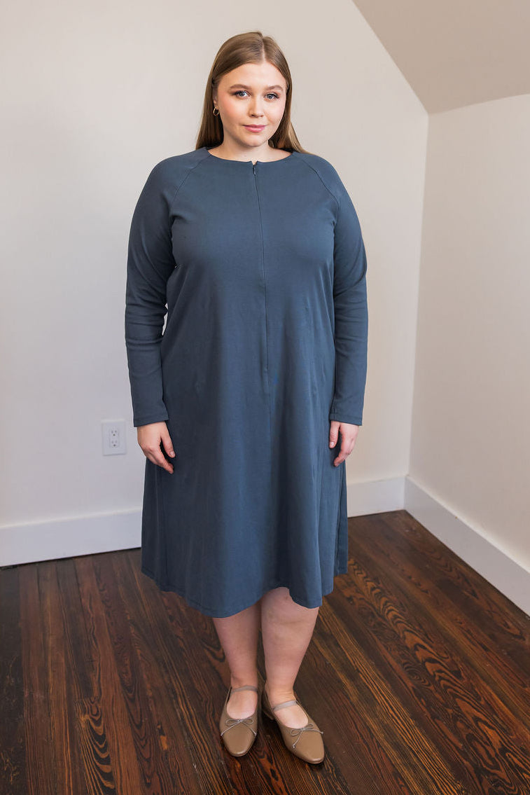 Raglan A-line dress basic - Slate