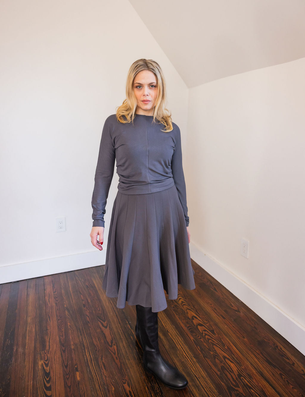 Scrunched waist t-shirt - Grey