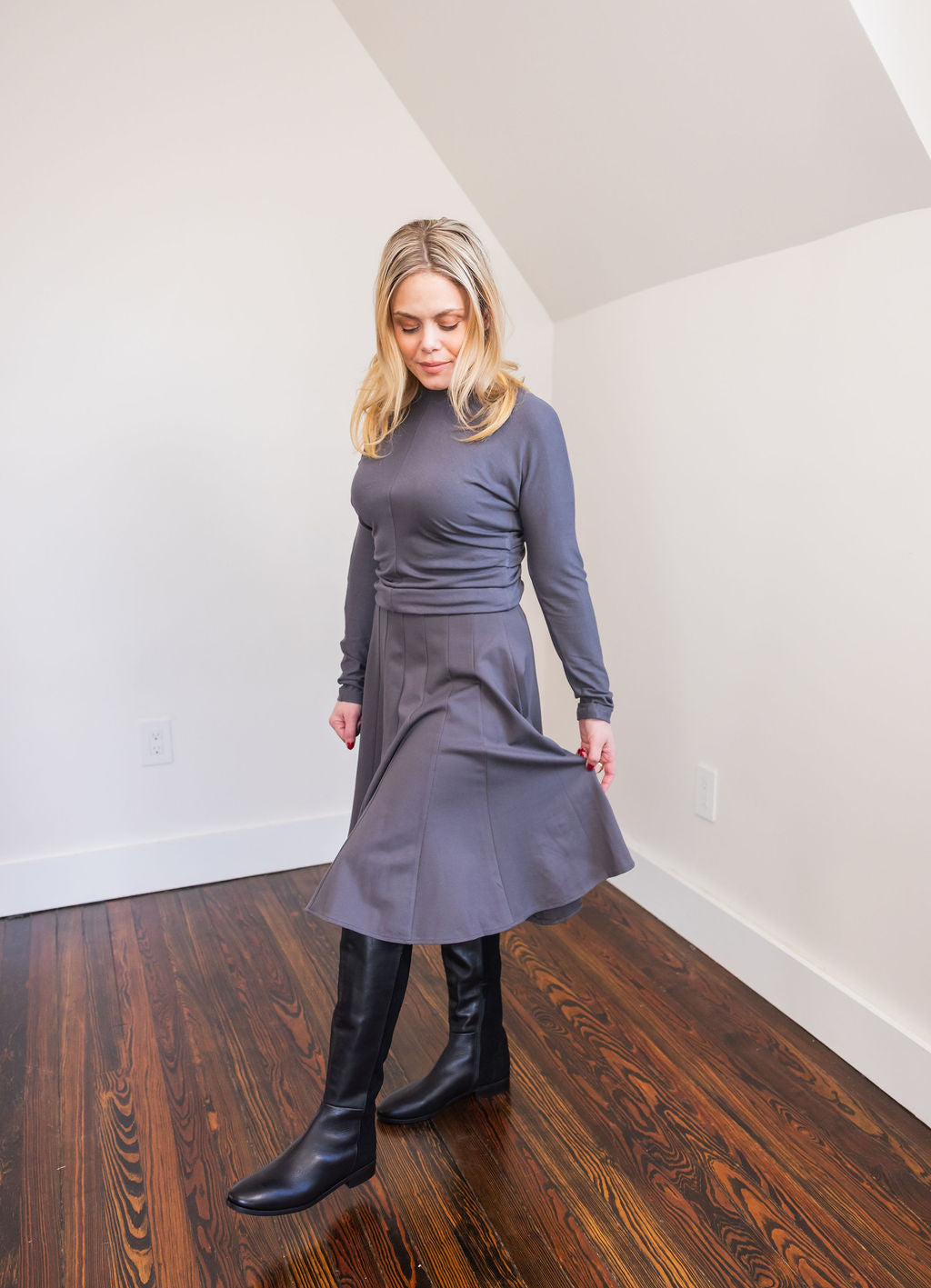 Scrunched waist t-shirt - Grey