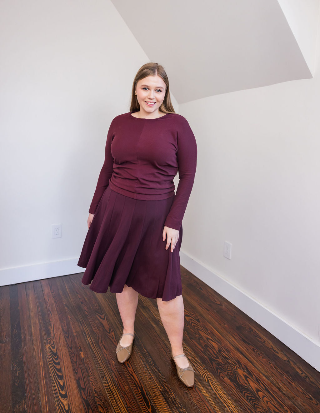 Scrunched waist t-shirt - Maroon