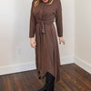 Asymmetrical basic dress - Brown