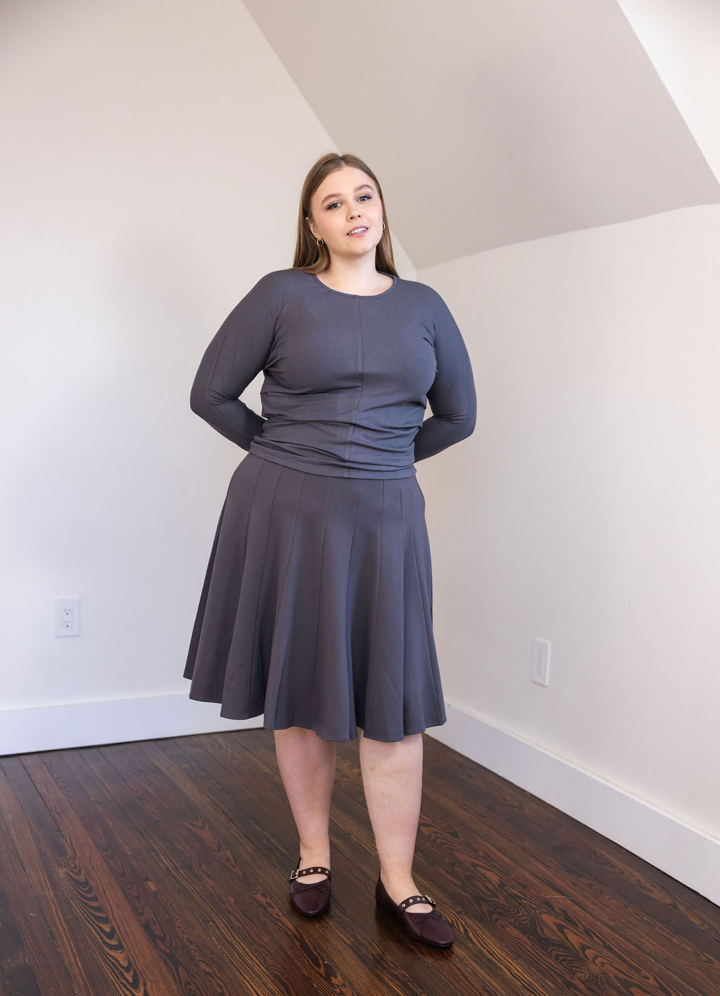 Scrunched waist t-shirt - Grey