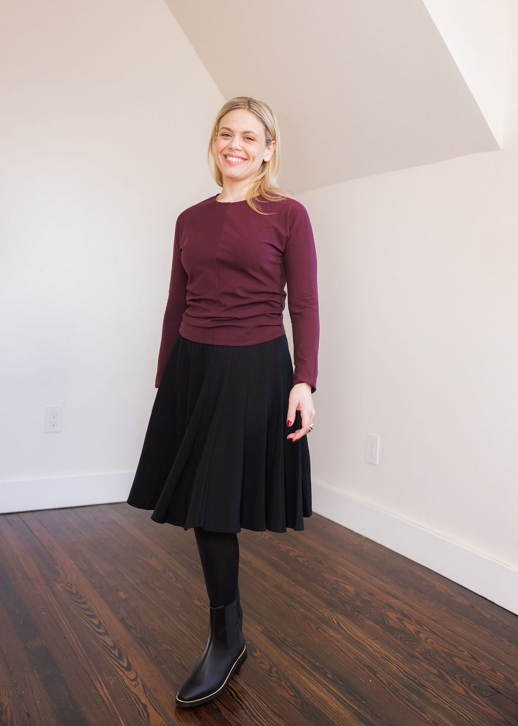 Scrunched waist t-shirt - Maroon