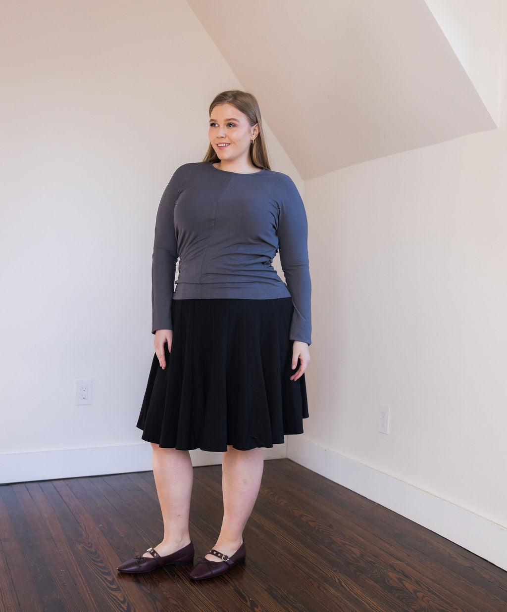 Scrunched waist t-shirt - Grey