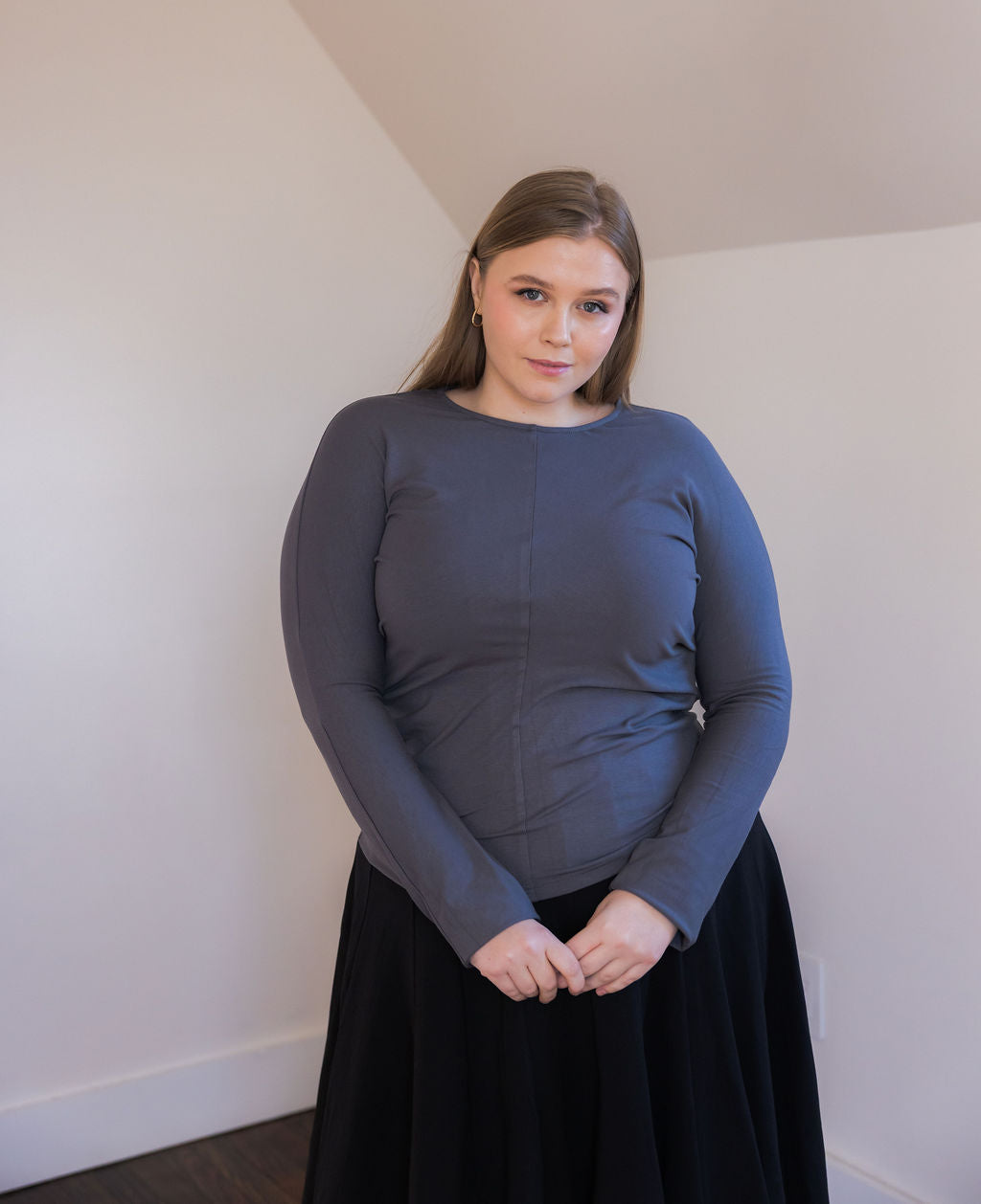 Scrunched waist t-shirt - Grey