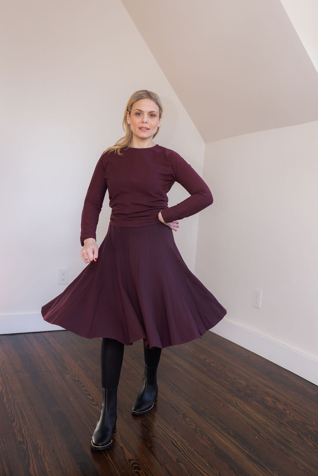 Paneled skirt - Maroon