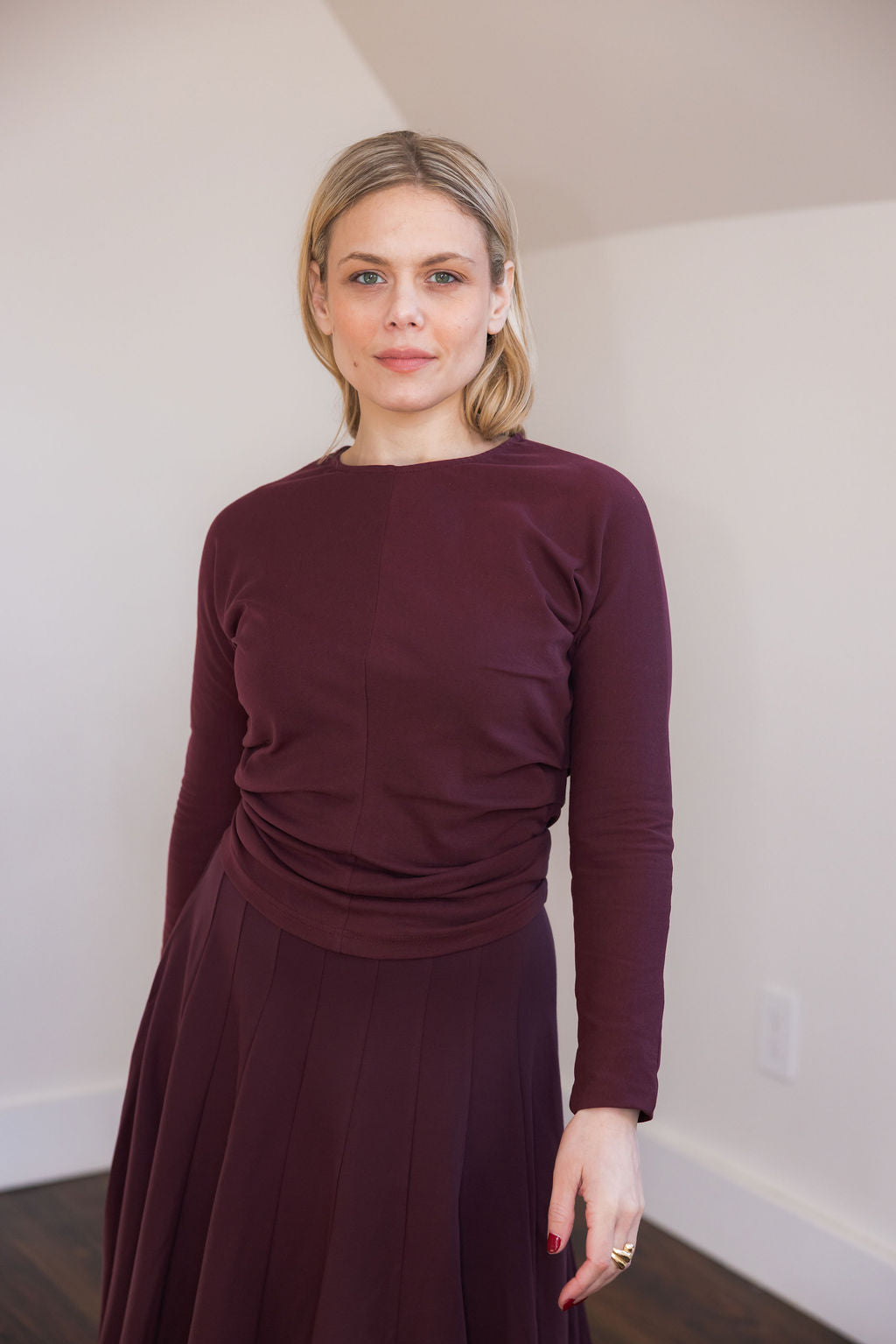 Scrunched waist t-shirt - Maroon