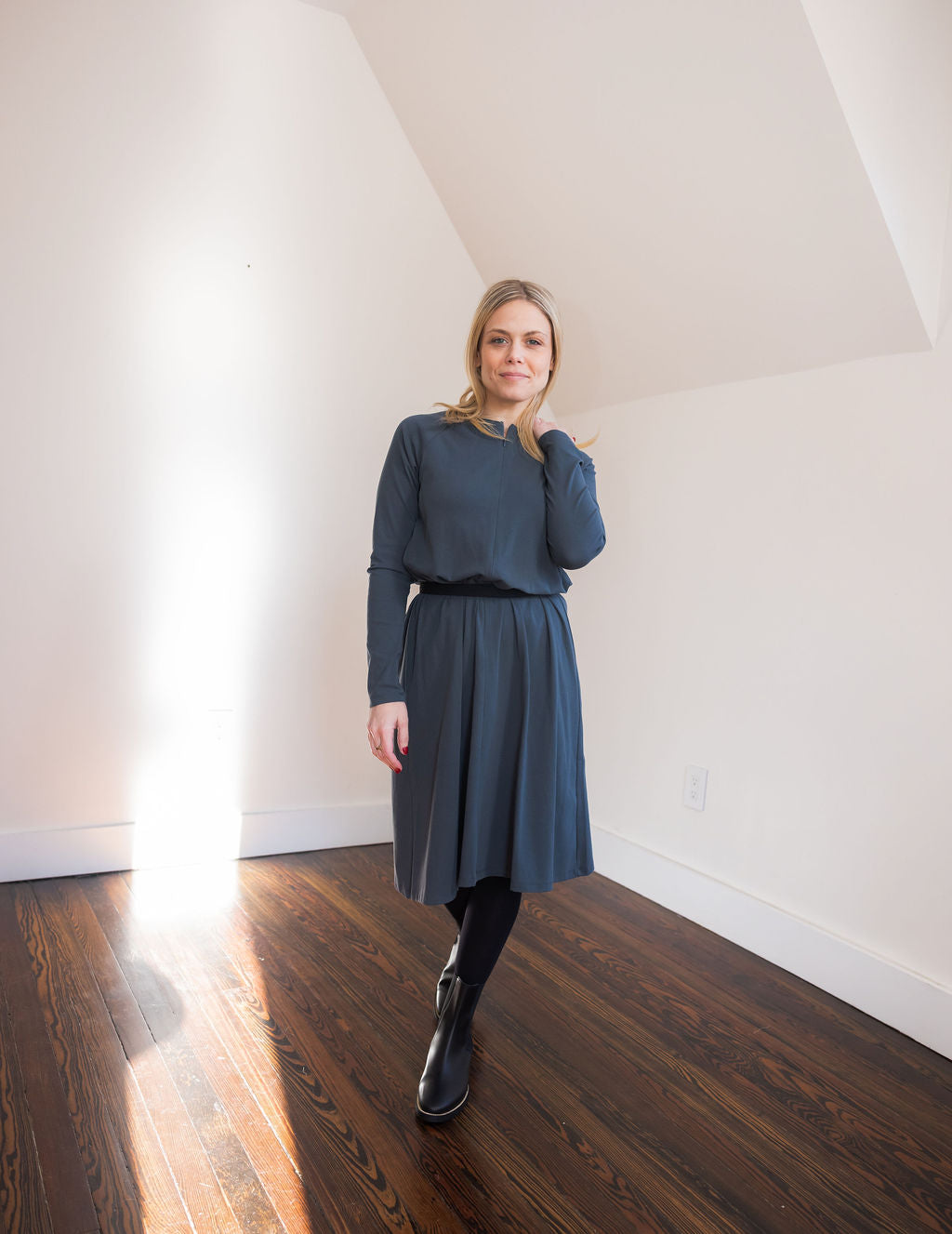 Raglan A-line dress basic - Slate