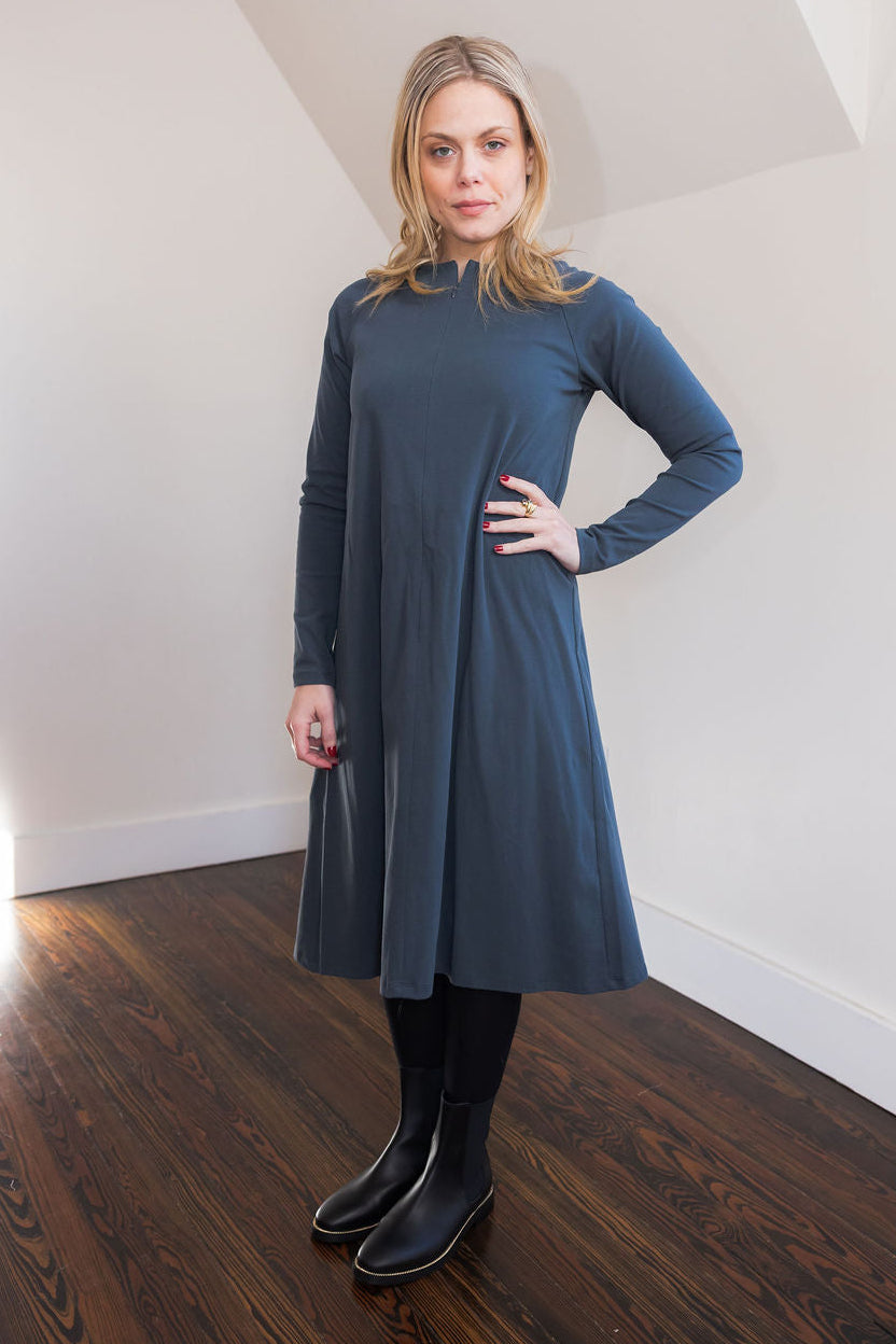 Raglan A-line dress basic - Slate