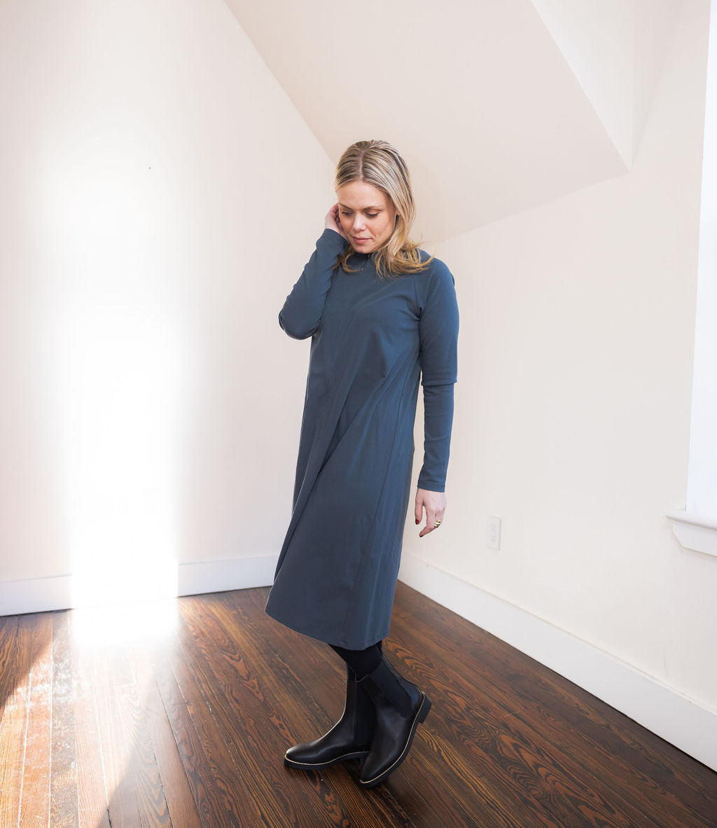 Raglan A-line dress basic - Slate