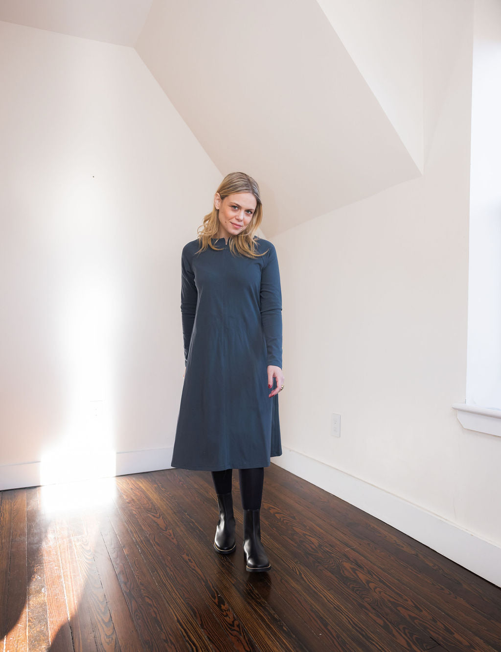 Raglan A-line dress basic - Slate