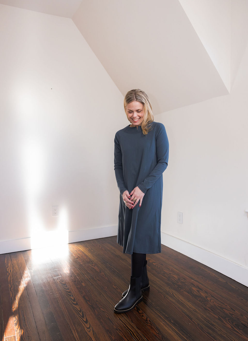 Raglan A-line dress basic - Slate