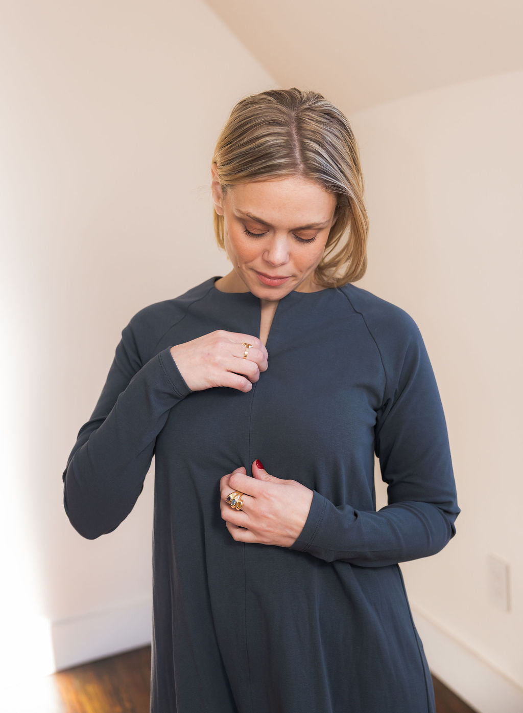 Raglan A-line dress basic - Slate