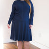 Button down shirt and circle skirt set - Navy