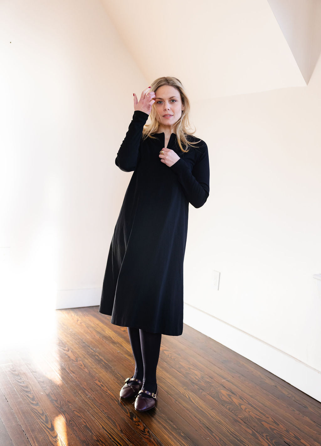 Raglan A-line dress basic - Black