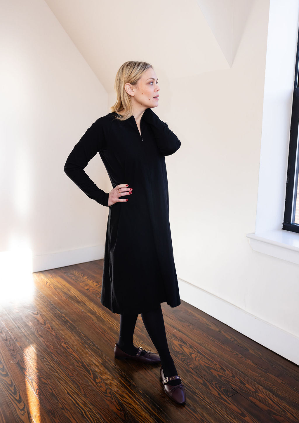 Raglan A-line dress basic - Black