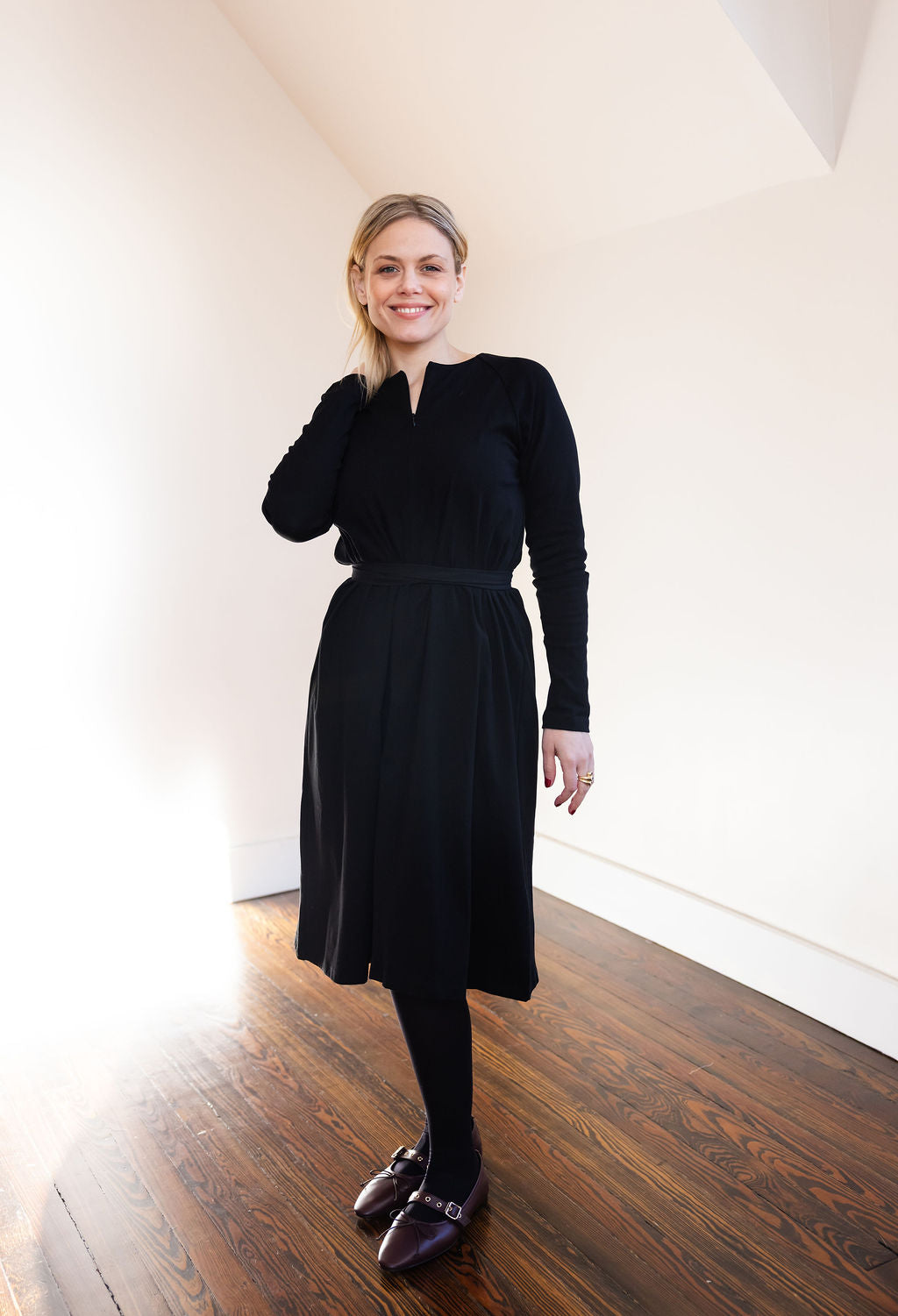 Raglan A-line dress basic - Black