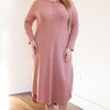Button down rounded hem basic dress - Pink