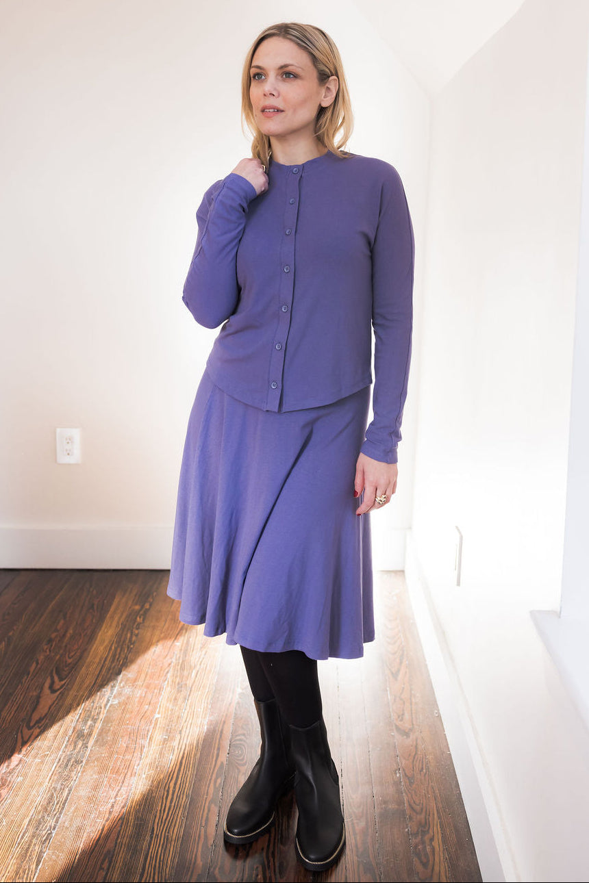 Button down shirt and circle skirt set - Periwinkle Purple