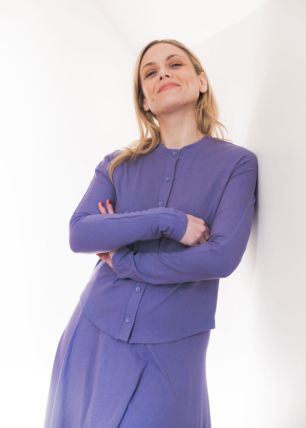 Button down shirt and circle skirt set - Periwinkle Purple