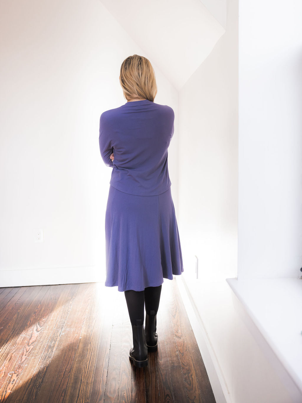 Button down shirt and circle skirt set - Periwinkle Purple