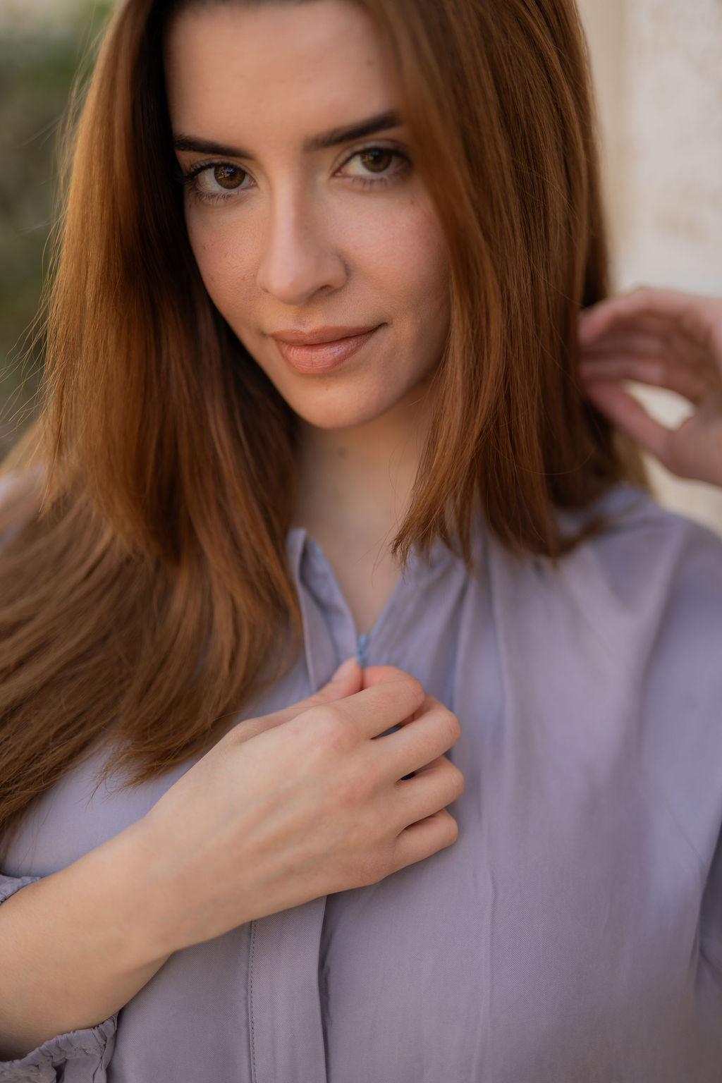 Soft Drape Panel Cupro Dress - Lavender