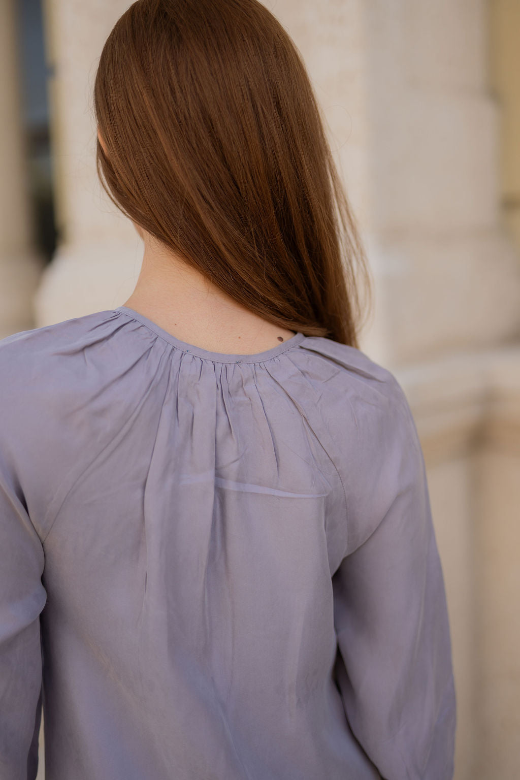 Soft Drape Panel Cupro Dress - Lavender