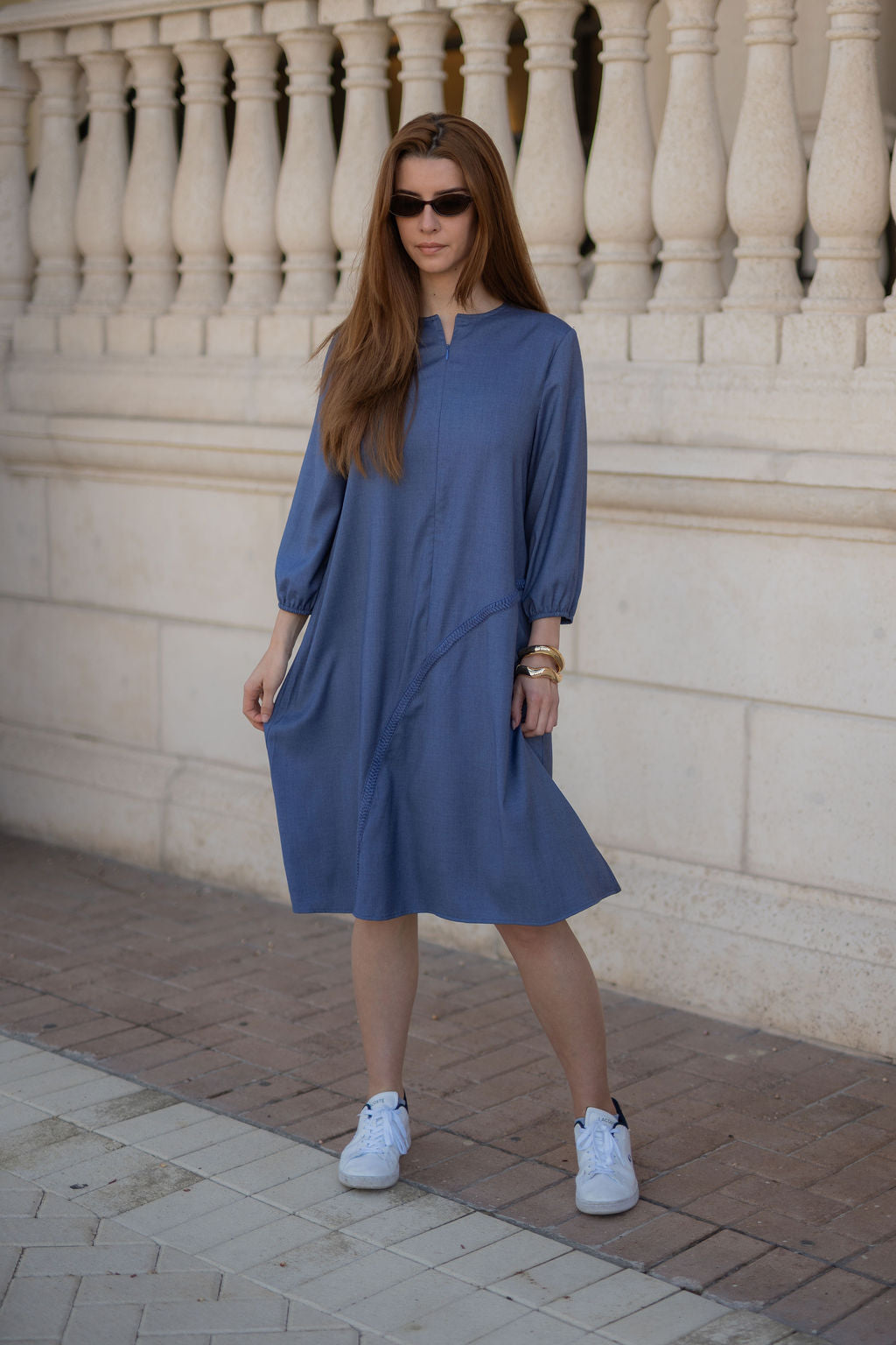 Soft Denim Arc Dress - Dark Denim