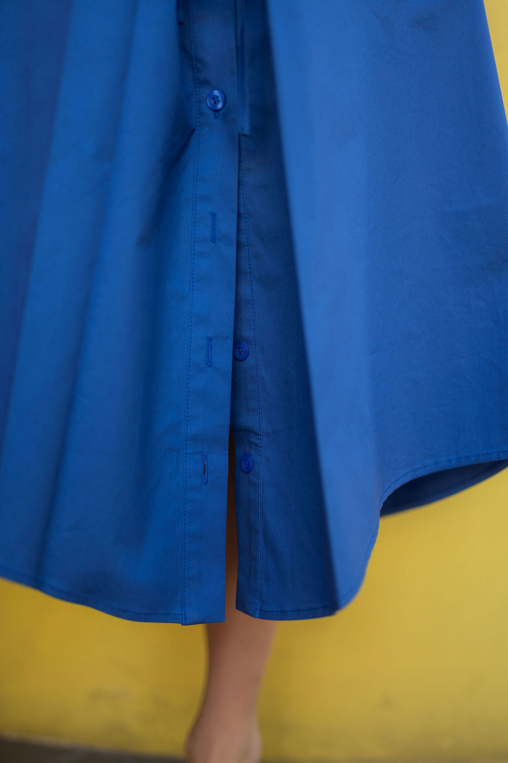 Elowen Cotton Tie-Waist Dress - Coblat Blue