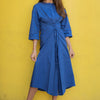 Elowen Cotton Tie-Waist Dress - Coblat Blue
