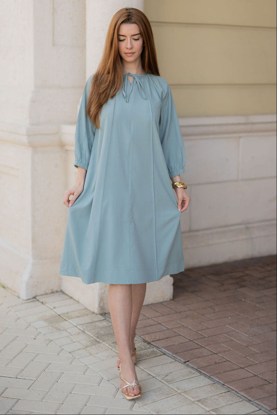 Trim loose dress - Sea foam