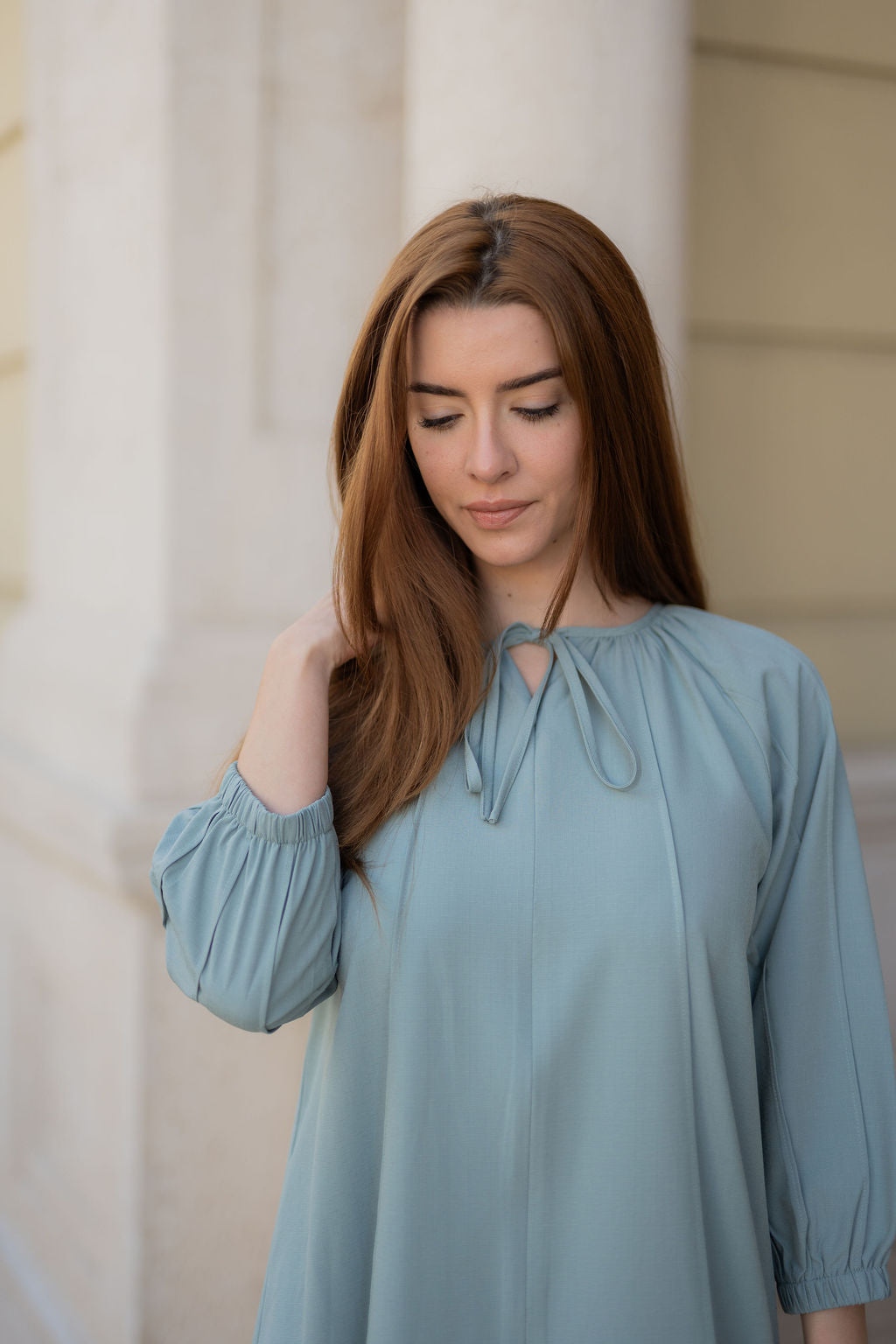 Trim loose dress - Sea foam