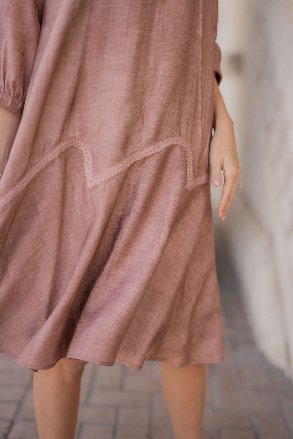 Willow Wave trim Dress - Blush Pink