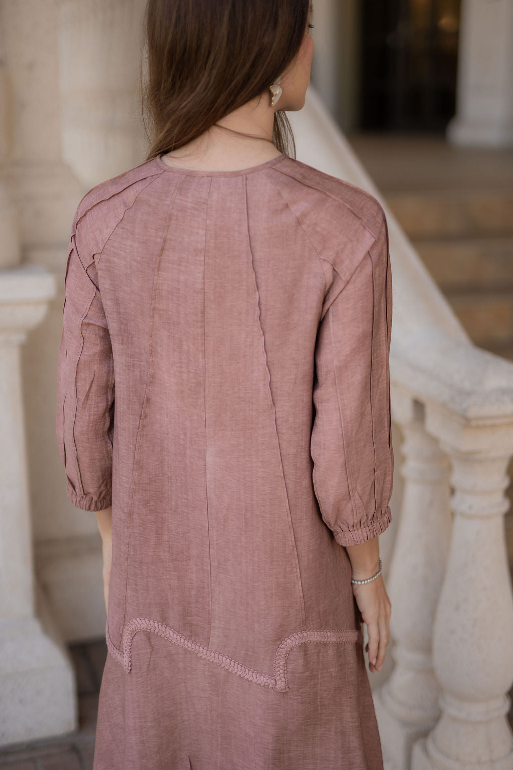 Willow Wave trim Dress - Blush Pink