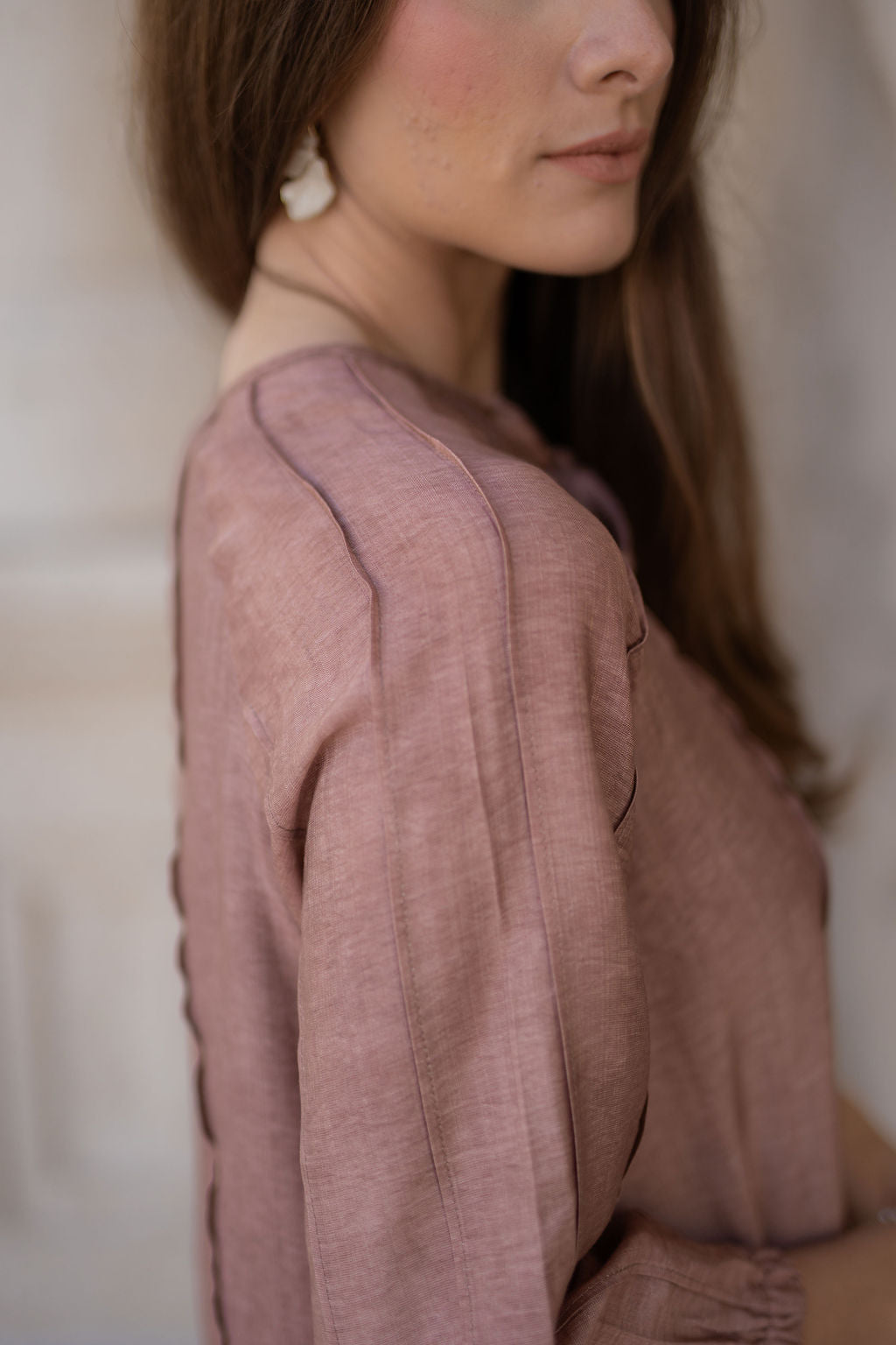 Willow Wave trim Dress - Blush Pink