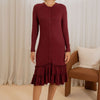 Knit drop layers button down dress
