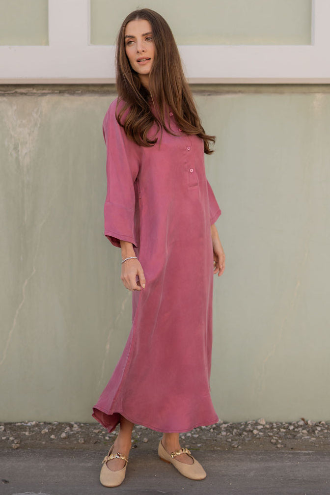 Cupro Kaftan maxi dress - Dusty Rose
