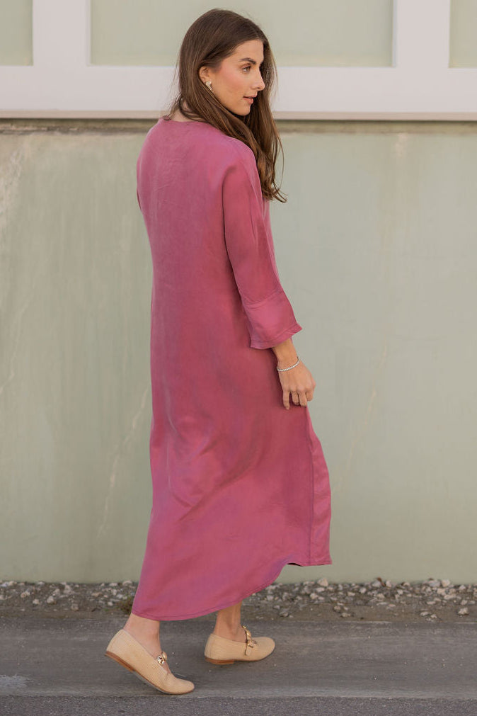 Cupro Kaftan maxi dress - Dusty Rose