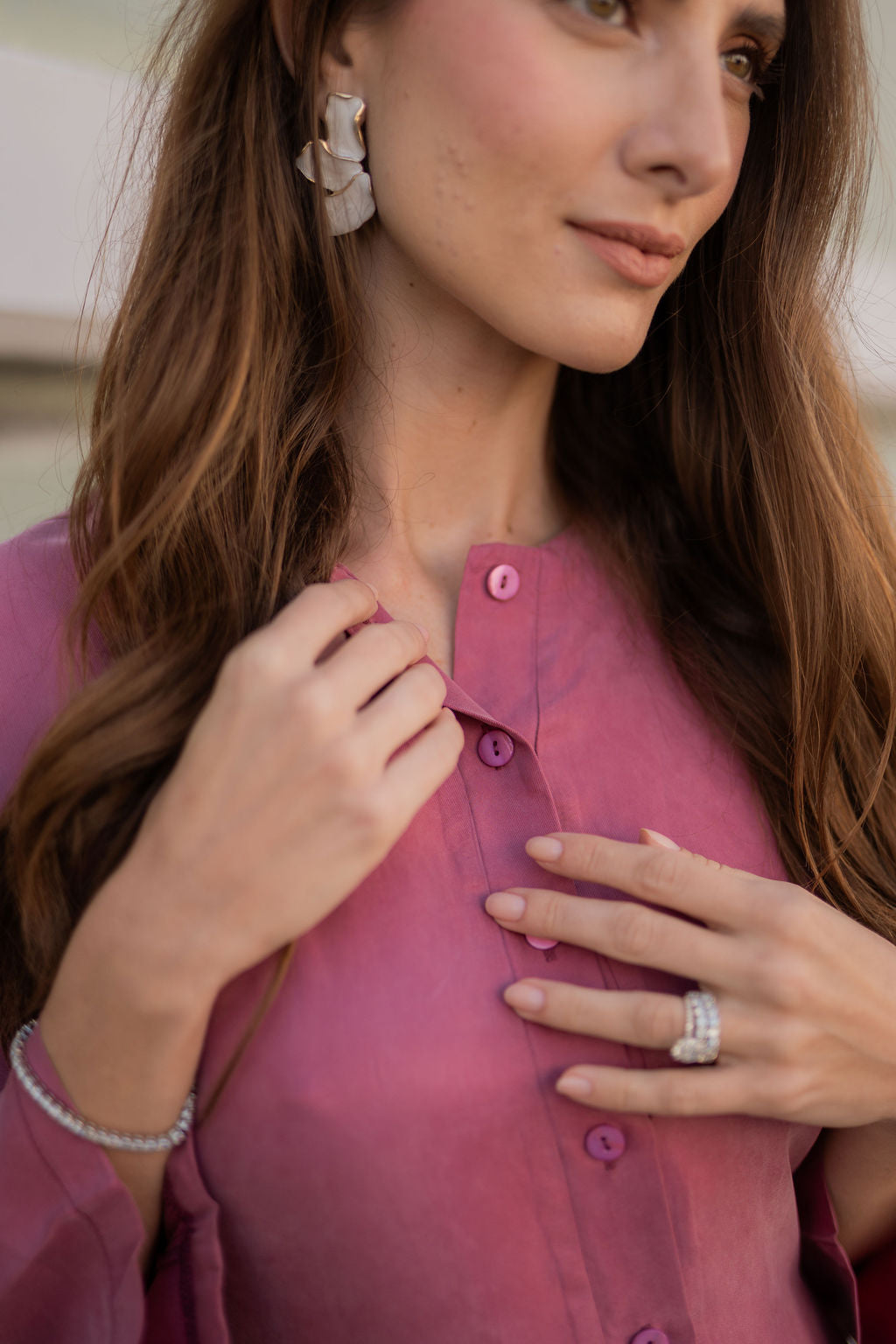 Cupro Kaftan maxi dress - Dusty Rose