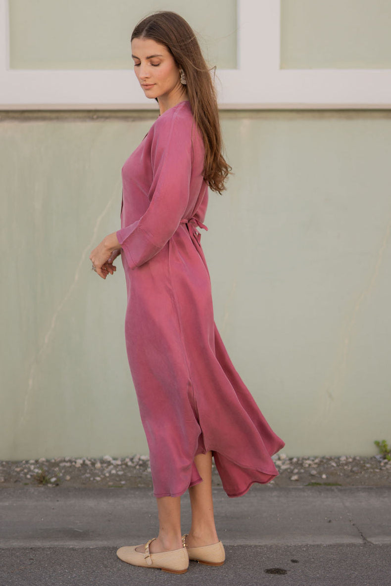 Cupro Kaftan maxi dress - Dusty Rose
