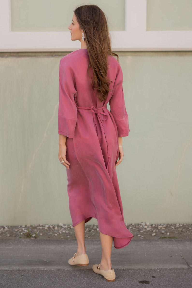 Cupro Kaftan maxi dress - Dusty Rose