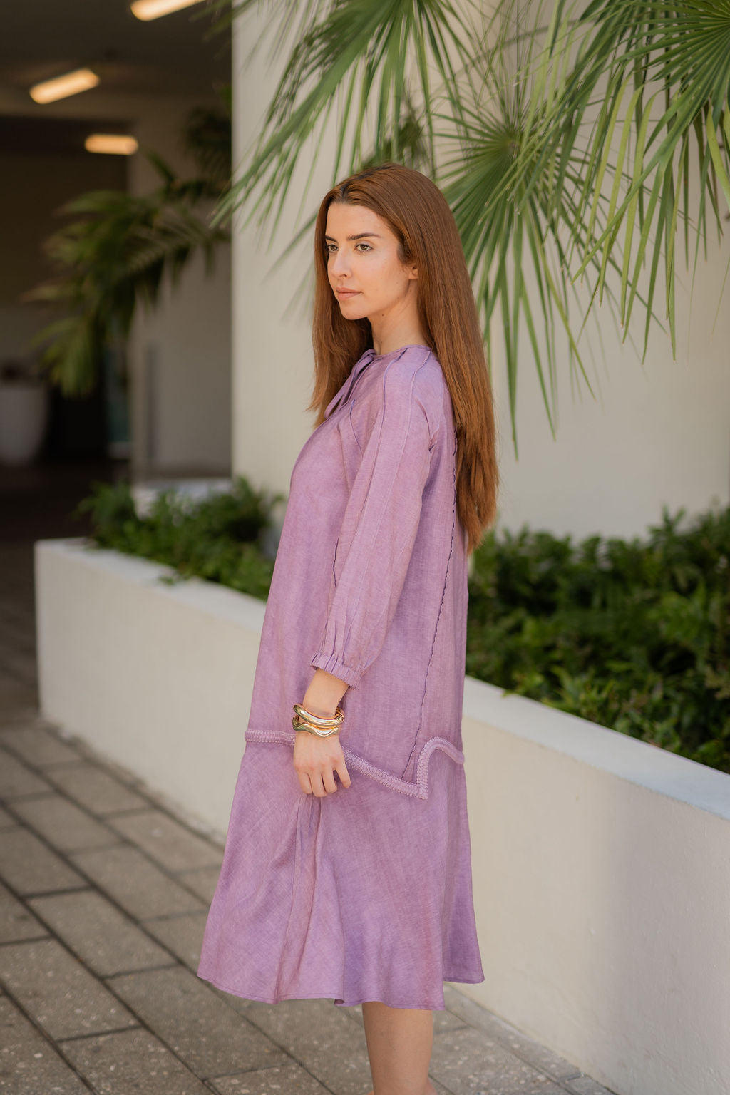 Willow Wave trim Dress - Purple