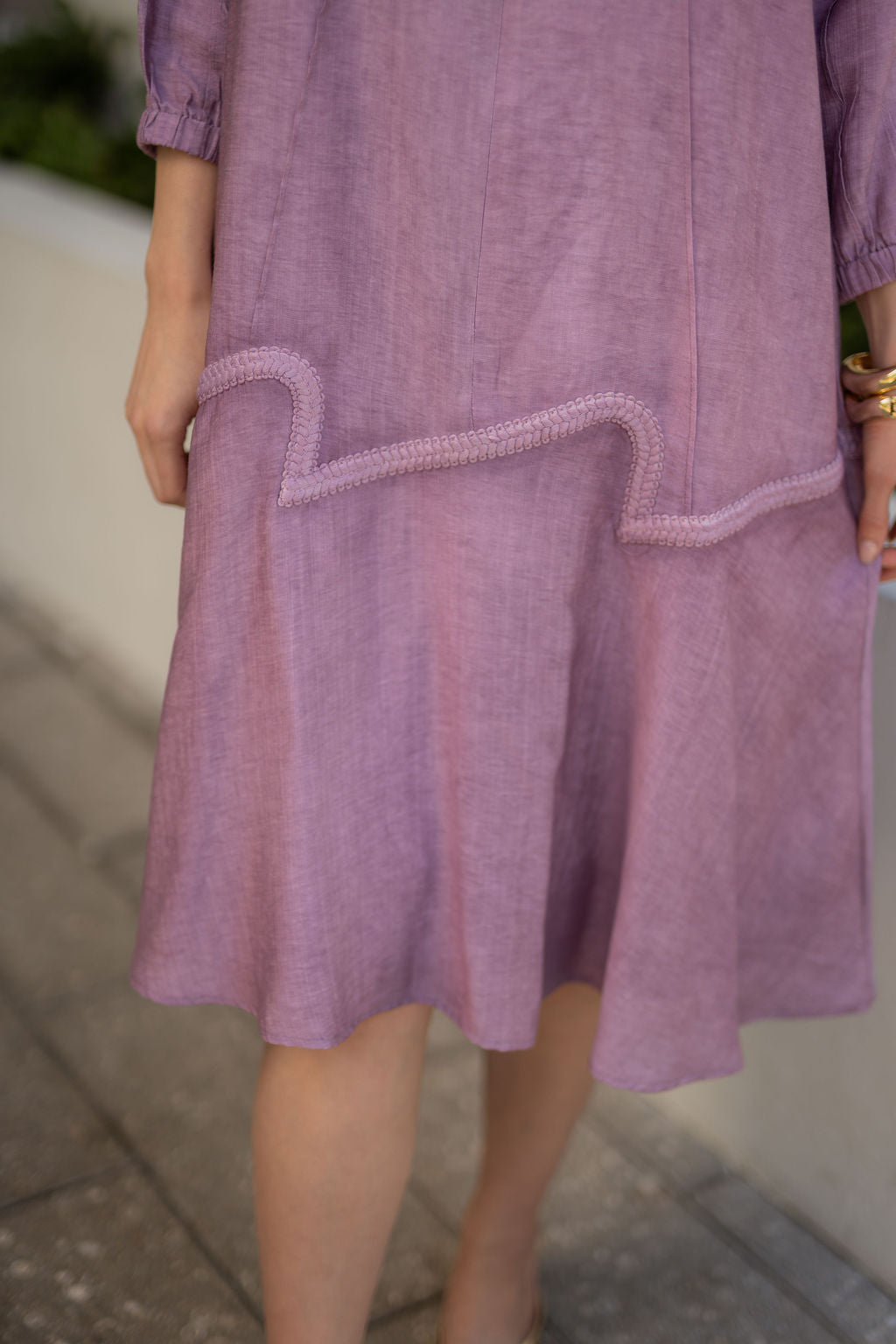 Willow Wave trim Dress - Purple