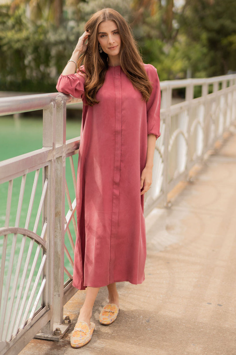 Cupro Ankle length dress - Raspberry