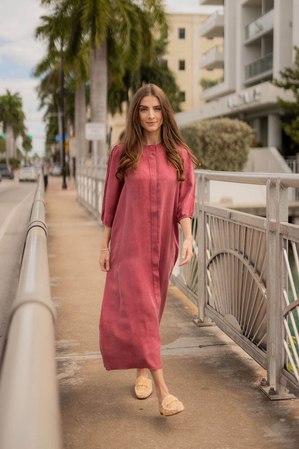 Cupro Ankle length dress - Raspberry