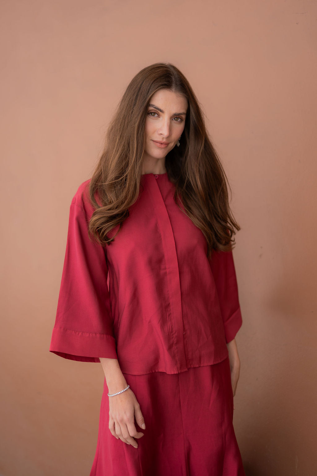 Arden Flare Organza Shirt - Raspberry