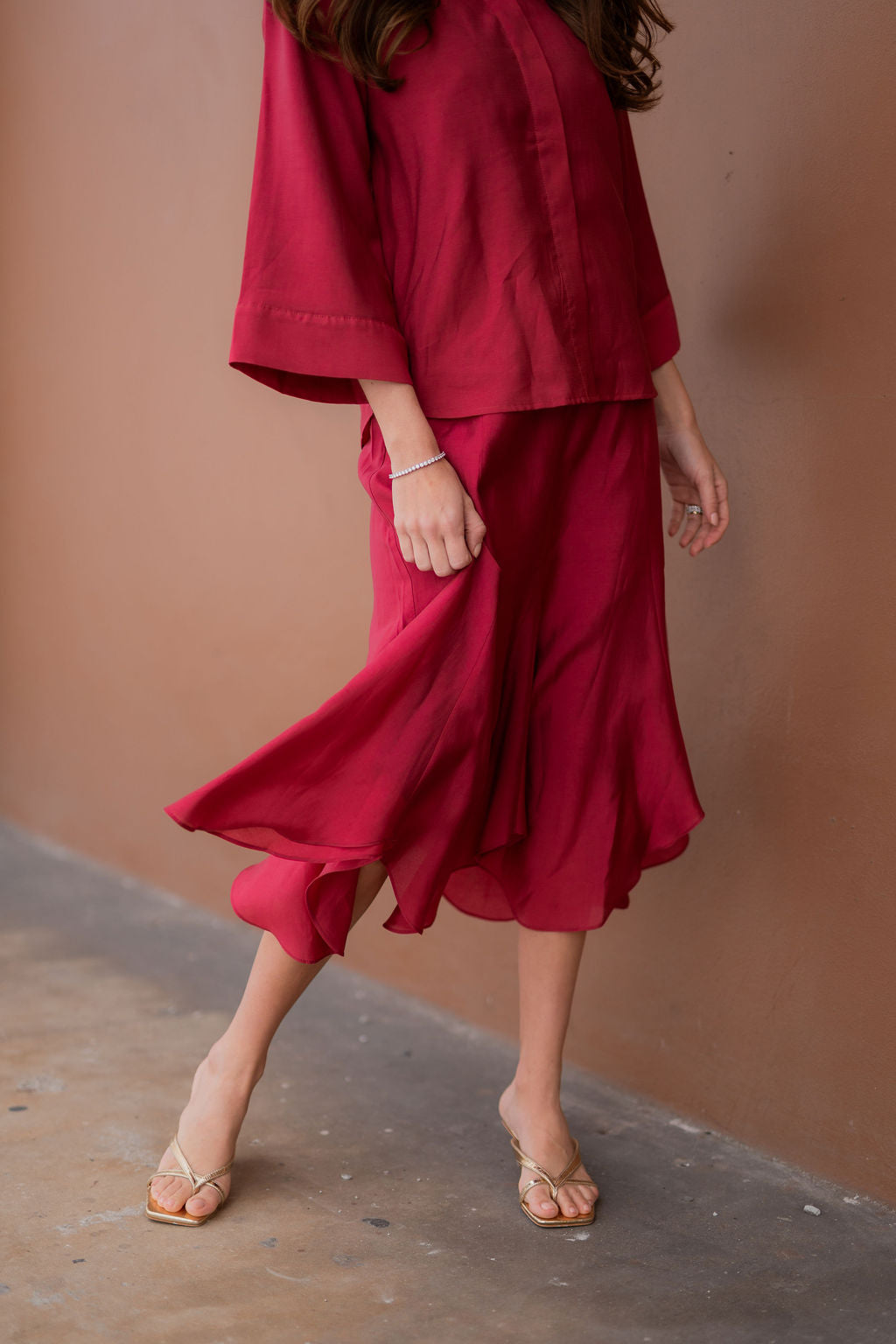 Arden Flare Organza Shirt - Raspberry