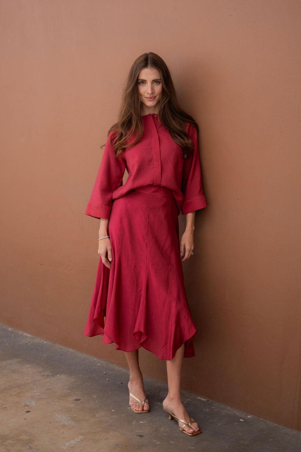 Arden Flare Organza Shirt - Raspberry