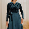 Wrap velvet top with satin jumper - Blue